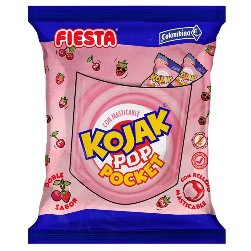 [49230] Kojak Pop Socket 200 caramelos masticables de 5g de cereza y fresa