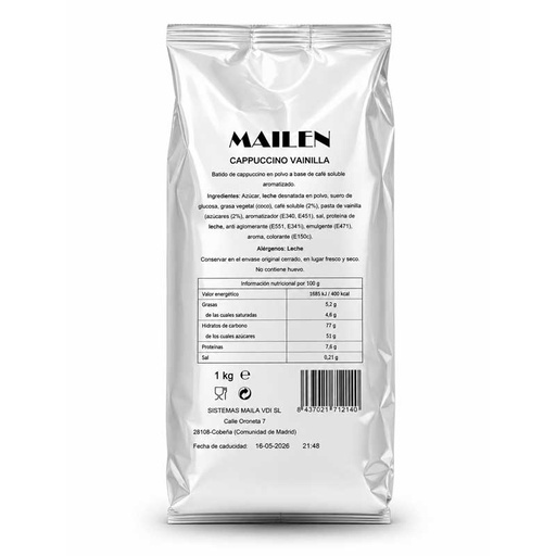 [202202] Cappuccino Vainilla Mailen 1kg Soluble Especial Vending