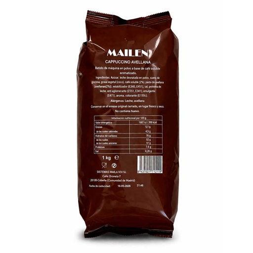 [202201] Cappuccino Avellana Mailen 1kg Soluble Especial Vending