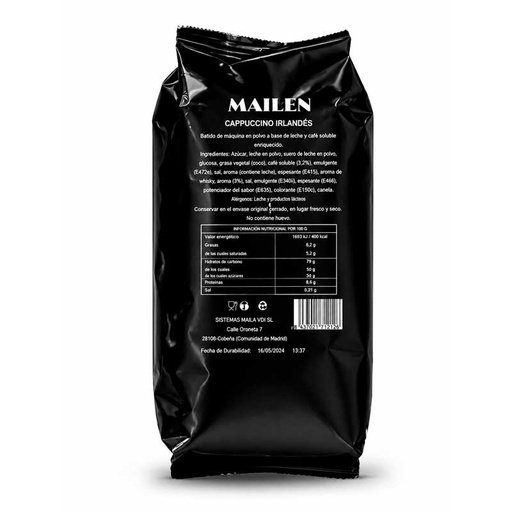 [202200] Cappuccino Irlandés (Irish) Mailen 1kg Soluble Especial Vending