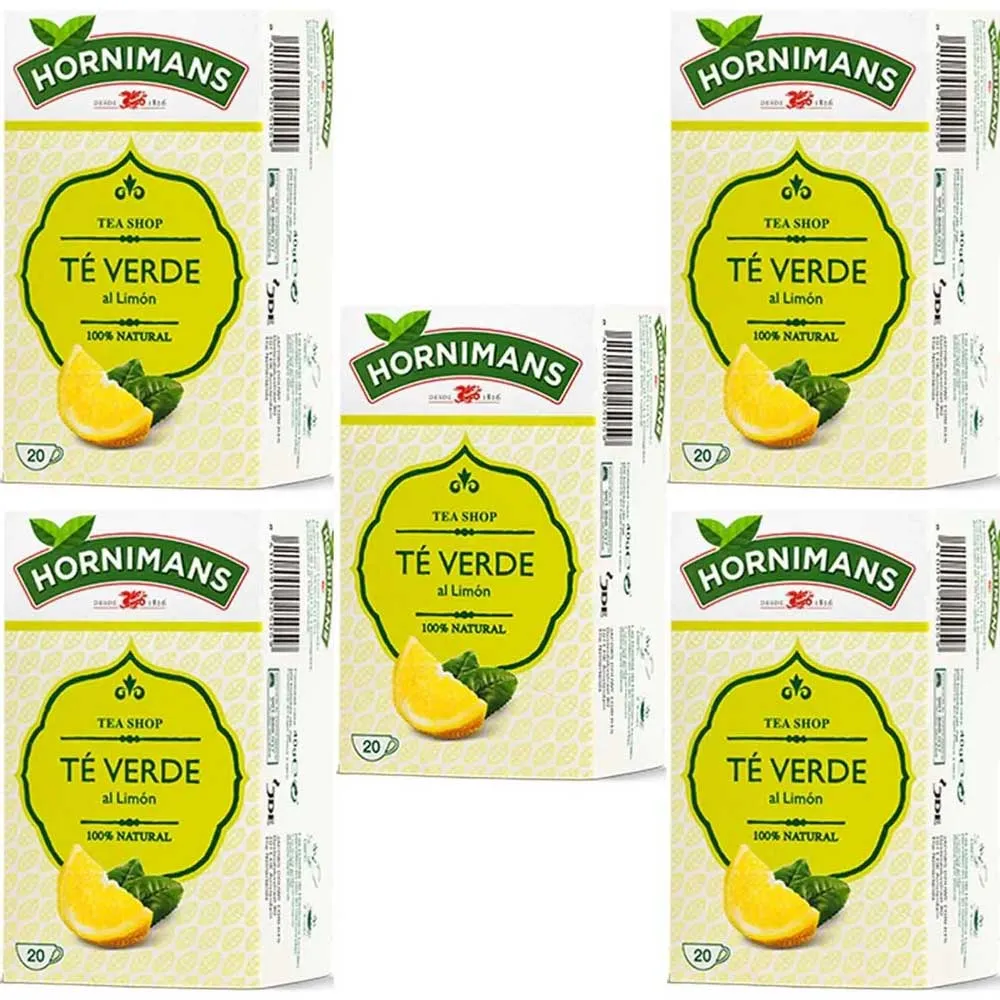 [4061588X5] 5 cajas de  Hornimans Té Verde al Limón, 20 bolsitas. 8410091025059