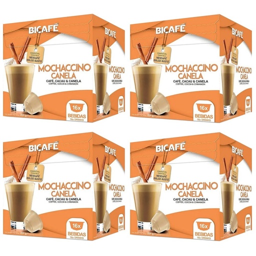 [100648X4] Mocachino con canela Bicafé 4 cajas de 16 cápsulas compatibles con Dolce Gusto