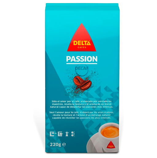 [7827400] Passion Descafeinado Café Molido 220 gr Delta Cafés envasado al vacio