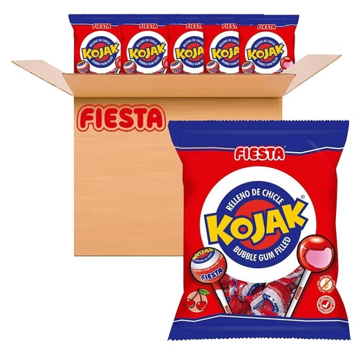 [48535] Kojak Cereza Fiesta caja de 15 bolsas de 4 caramelos Kojak de 15 gramos
