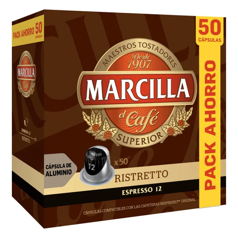 [4059490] Ristretto Marcilla  50 cápsulas de aluminio compatibles con Nespresso
