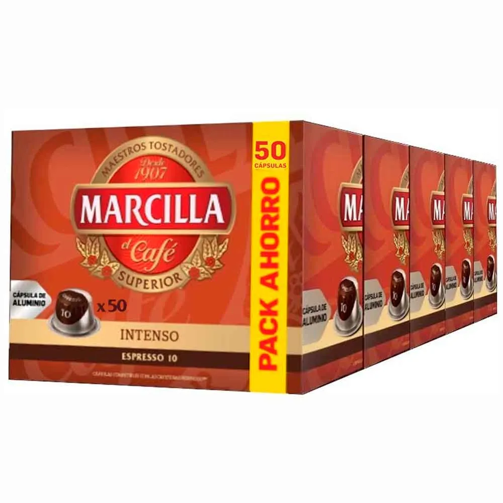 [4059489X5] Intenso Marcilla 5 cajas de 50 cápsulas compatibles con Nespresso