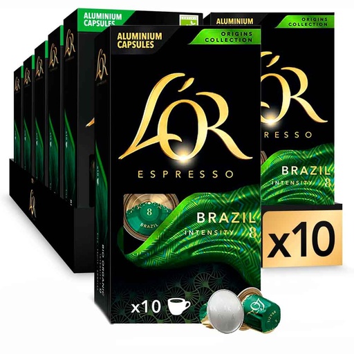 [4057811X10] Brazil 10 cajas de 10 capsulas aluminio compatibles Nespresso 