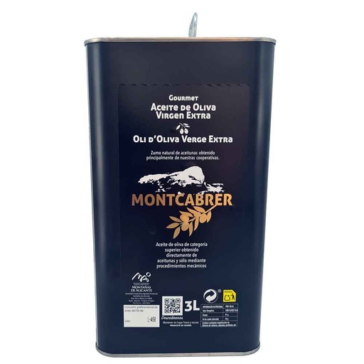 [MONT003] Aceite Montcabrer  Virgen Extra 3 litros procedencia Comunidad Valenciana 