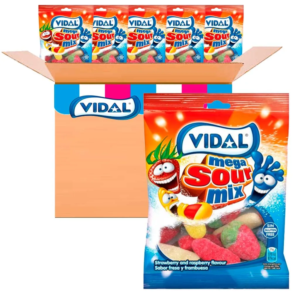 [1012142] Mega sour Mix Vidal  90 gramos caja 14 unidades