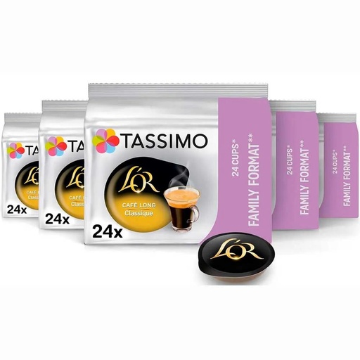 [4041643X5] Café Long Classique Familiar 5 cajas de 24 unidades | Tassimo L'OR