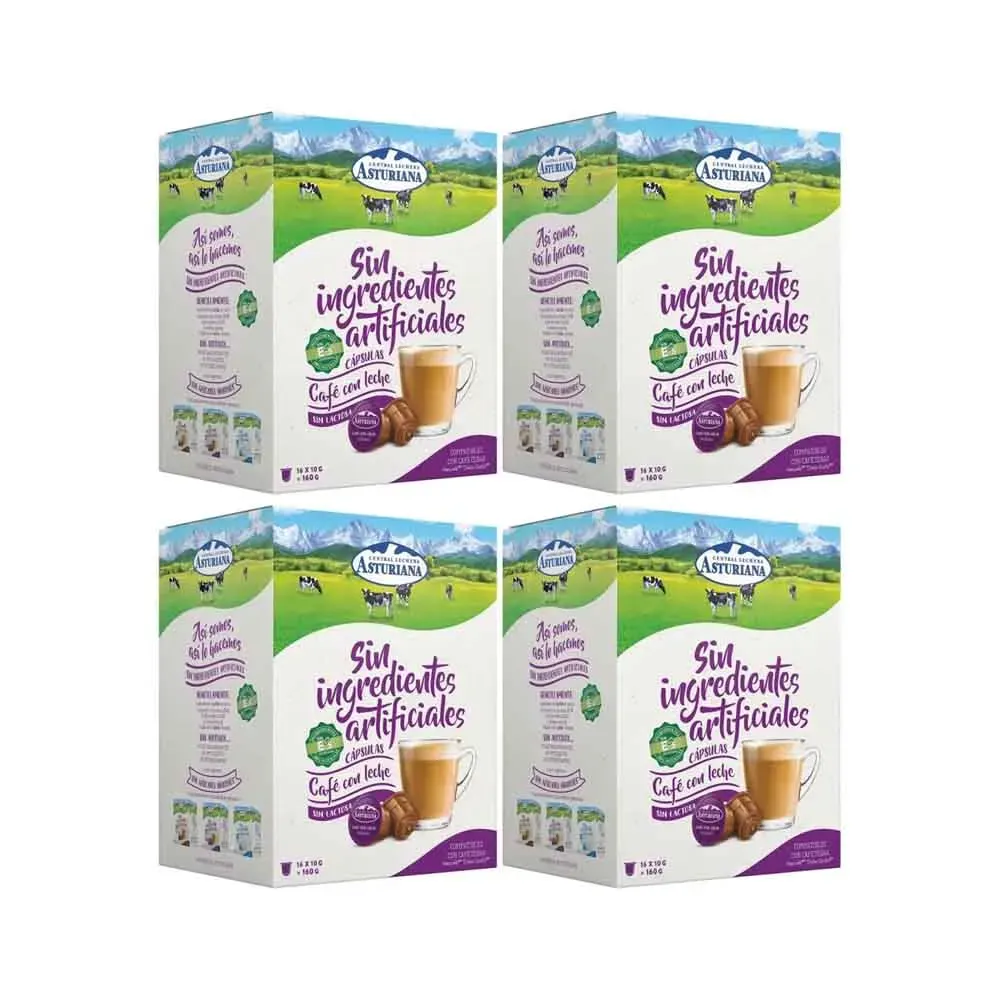 [27000X4] Café con Leche Sin Lactosa 4 cajas | Central Lechera Asturiana Dolce Gusto