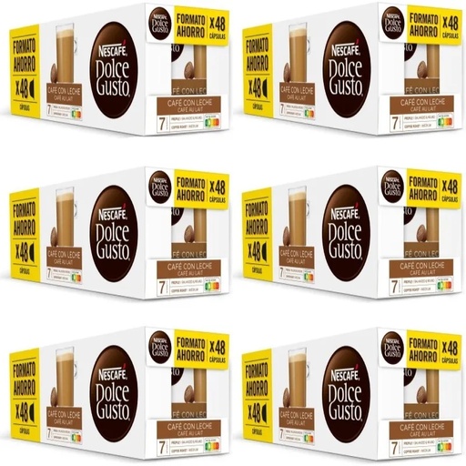 [12486522X6] Café con Leche 18 cajas, 288 cápsulas | Nescafé Dolce Gusto Formato ahorro