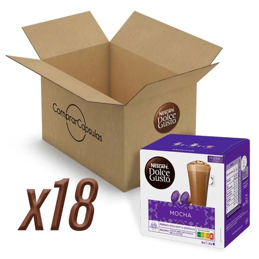 [12534489X18] Café Mocha 18 cajas, 288 cápsulas | Dolce Gusto Nescafé