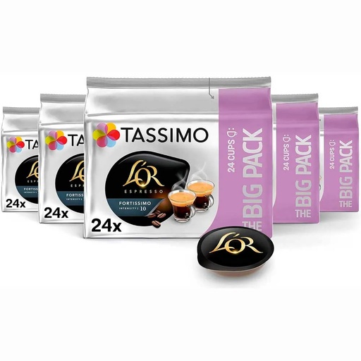 [4018847X5] Espresso Fortissimo Familiar 5 cajas con 24 cápsulas| L'OR Tassimo