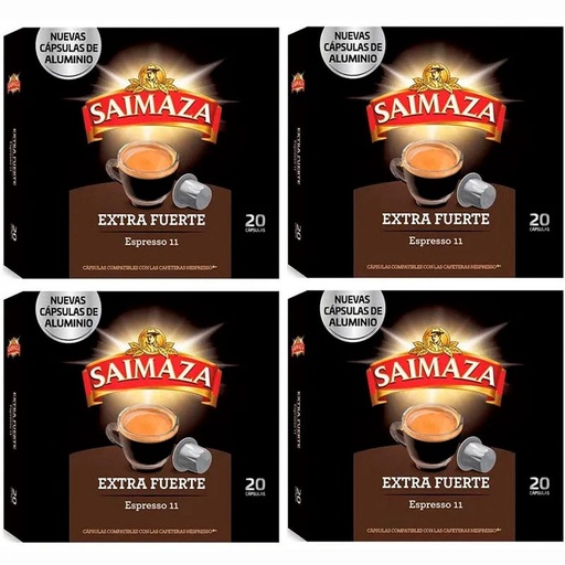 [4028474X4] Extra Fuerte Saimaza 4 cajas de 20 cápsulas compatibles Nespresso