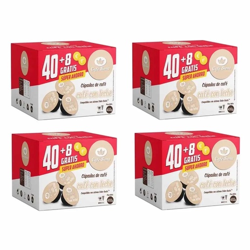 [248077] Pack 4 unidades Café Siena Café con Leche 40+8 Cápsulas Compatibles Dolce Gusto®*