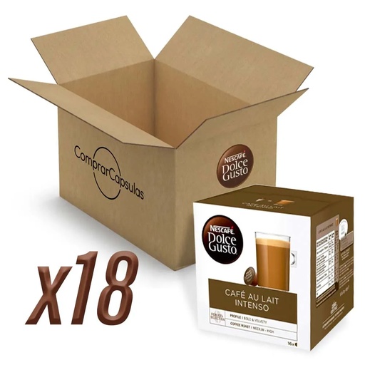 [12412560X18] Café con Leche Intenso 18 cajas, 288 cápsulas Dolce Gusto Nescafé