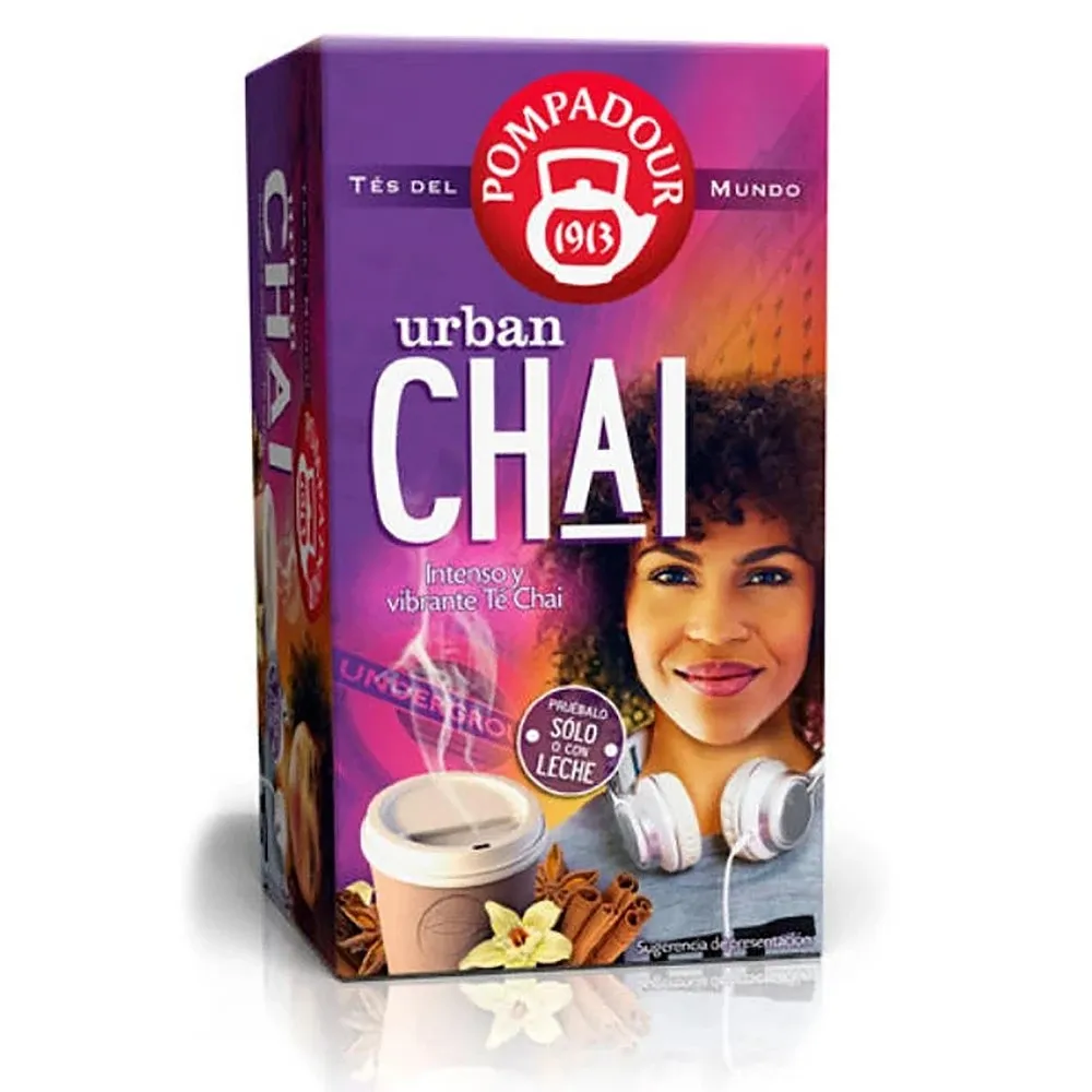 [70140] Pompadour Urban Chai · 20 Infusiones Envasadas Individualmente