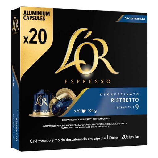[4028370] Ristretto Descafeinado L'OR 20 cápsulas compatibles Nespresso