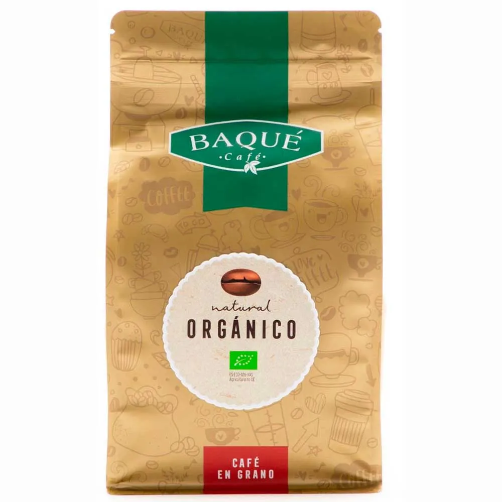 [21111007] Café en grano orgánico Baqué 500g – Aroma intenso y natural para cafeteras automáticas