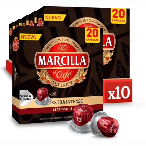 [4070995X10] Marcilla Extra Intenso 200 Cápsulas Compatibles Nespresso®