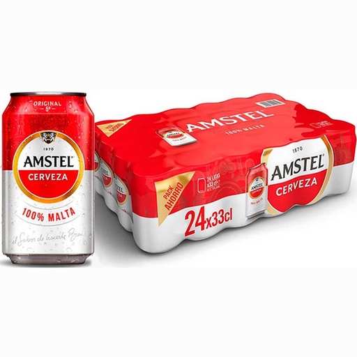 [8410569015698] AMSTEL cerveza rubia 100% Malta pack 24 latas 33 cl